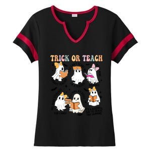 Teacher Trick Or Teach Reading Teacher Teaching My Boos Gift Ladies Halftime Notch Neck Tee