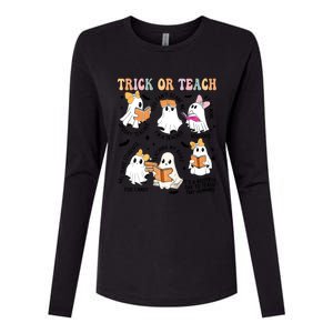 Teacher Trick Or Teach Reading Teacher Teaching My Boos Gift Womens Cotton Relaxed Long Sleeve T-Shirt