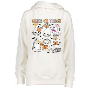 Teacher Trick Or Teach Reading Teacher Teaching My Boos Gift Womens Funnel Neck Pullover Hood