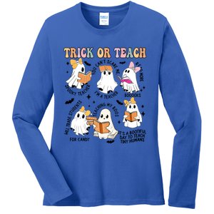 Teacher Trick Or Teach Reading Teacher Teaching My Boos Gift Ladies Long Sleeve Shirt