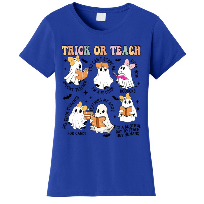 Teacher Trick Or Teach Reading Teacher Teaching My Boos Gift Women's T-Shirt