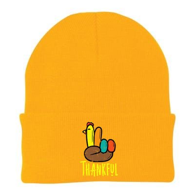 Thanksgiving Turkey Peace Hand Thankful Knit Cap Winter Beanie