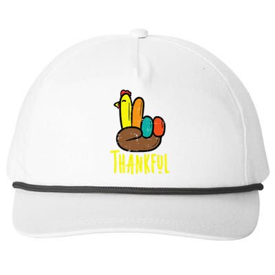 Thanksgiving Turkey Peace Hand Thankful Snapback Five-Panel Rope Hat