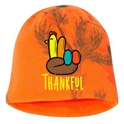 Thanksgiving Turkey Peace Hand Thankful Kati - Camo Knit Beanie