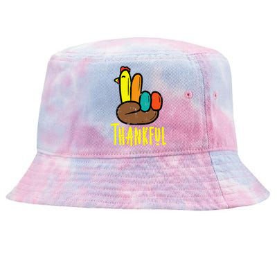 Thanksgiving Turkey Peace Hand Thankful Tie-Dyed Bucket Hat