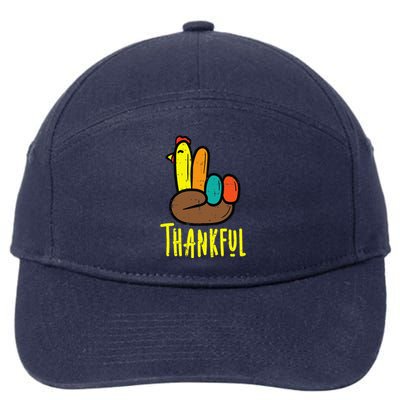 Thanksgiving Turkey Peace Hand Thankful 7-Panel Snapback Hat