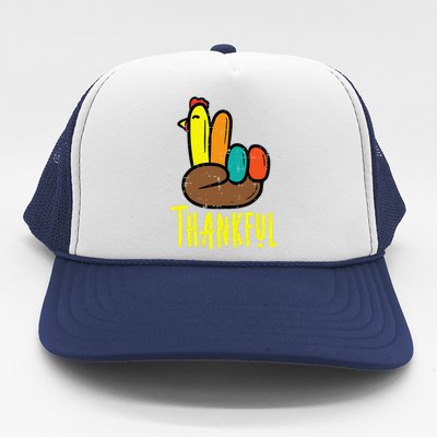 Thanksgiving Turkey Peace Hand Thankful Trucker Hat