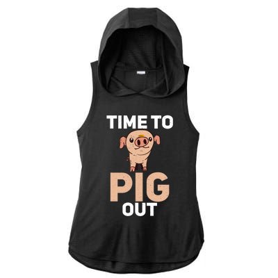 Time To Pig Out Pig Owner Pig Farmer Meaningful Gift Ladies PosiCharge Tri-Blend Wicking Draft Hoodie Tank