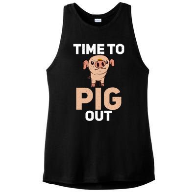 Time To Pig Out Pig Owner Pig Farmer Meaningful Gift Ladies PosiCharge Tri-Blend Wicking Tank