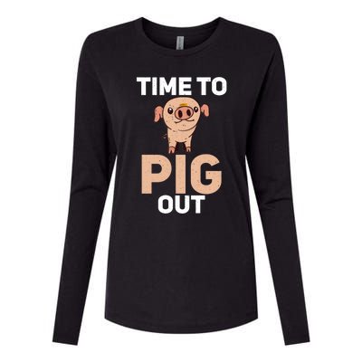 Time To Pig Out Pig Owner Pig Farmer Meaningful Gift Womens Cotton Relaxed Long Sleeve T-Shirt