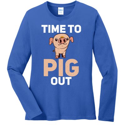 Time To Pig Out Pig Owner Pig Farmer Meaningful Gift Ladies Long Sleeve Shirt