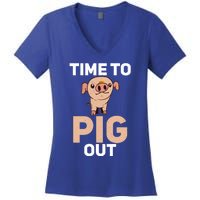 Time To Pig Out Pig Owner Pig Farmer Meaningful Gift Women's V-Neck T-Shirt