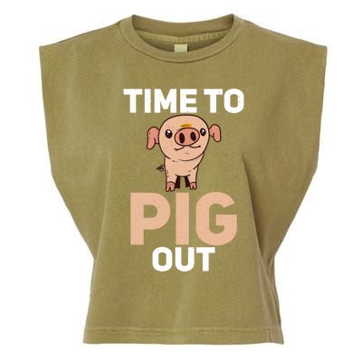 Time To Pig Out Pig Owner Pig Farmer Meaningful Gift Garment-Dyed Women's Muscle Tee