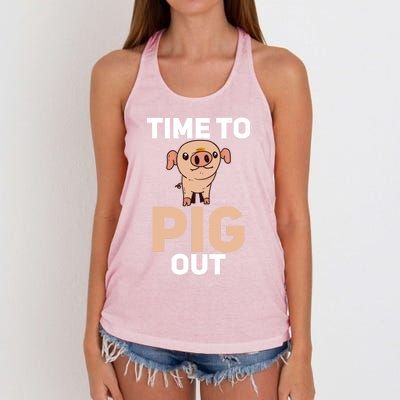 Time To Pig Out Pig Owner Pig Farmer Meaningful Gift Women's Knotted Racerback Tank