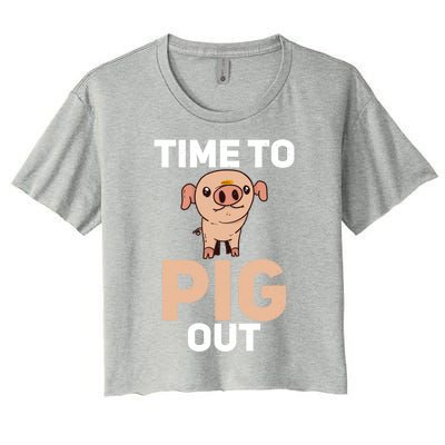 Time To Pig Out Pig Owner Pig Farmer Meaningful Gift Women's Crop Top Tee