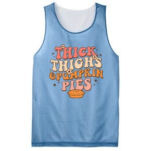 Thick Thighs Pumpkin Pies Autumn Thanksgiving Groovy Retro Mesh Reversible Basketball Jersey Tank