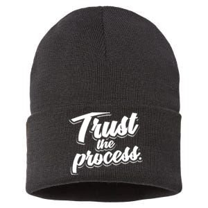 Trust The Process Motivational Quote Workout Gym Sustainable Knit Beanie