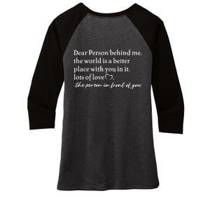 To The Person Behind Me Dear Person Behind Me You Matter Back Only Women's Tri-Blend 3/4-Sleeve Raglan Shirt