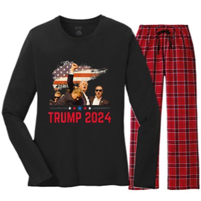 Trump Trending Political Trump 2024 Election Women's Long Sleeve Flannel Pajama Set 