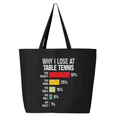Table Tennis Player Joke For Ping Pong 25L Jumbo Tote