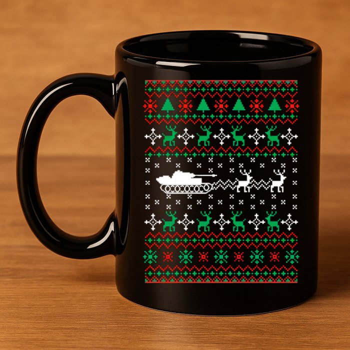 Tank Tanker Panzer Xmas Ugly Christmas 11oz C Handle Ceramic Mug