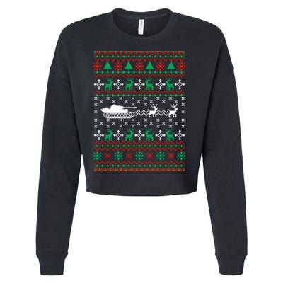 Tank Tanker Panzer Xmas Ugly Christmas Cropped Pullover Crew