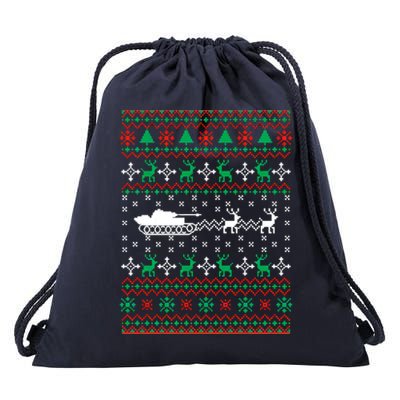 Tank Tanker Panzer Xmas Ugly Christmas Drawstring Bag
