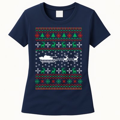 Tank Tanker Panzer Xmas Ugly Christmas Womens T-Shirt