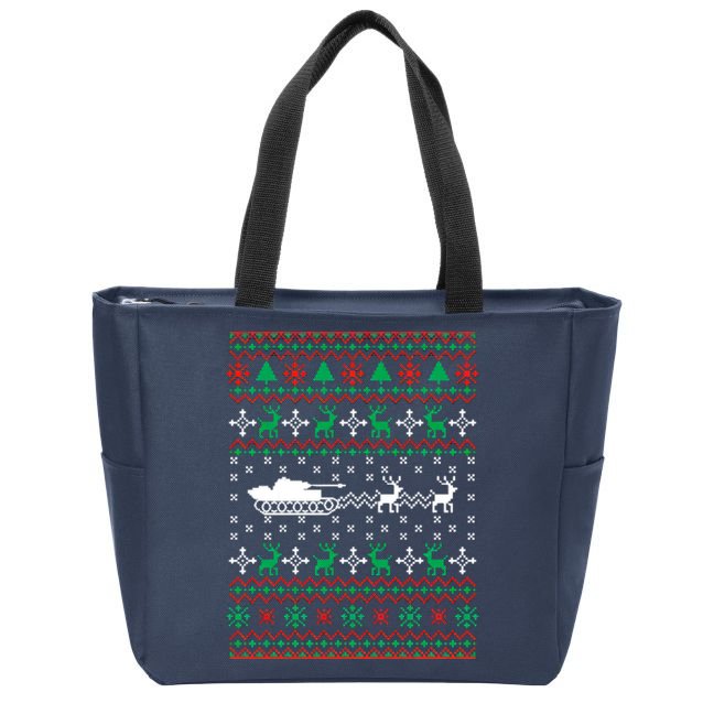 Tank Tanker Panzer Xmas Ugly Christmas Zip Tote Bag