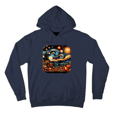 Thanksgiving Turkey & Pumpkin Harvest Starry Night Van Gough Tall Hoodie