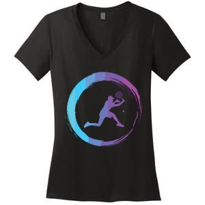 Tennis Tennis Player Sports Women's V-Neck T-Shirt