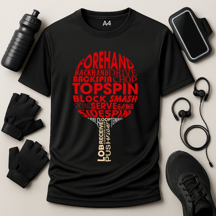 Table Tennis Ping Pong Racket Player Funny Women Gift Cooling Performance Crew T-Shirt