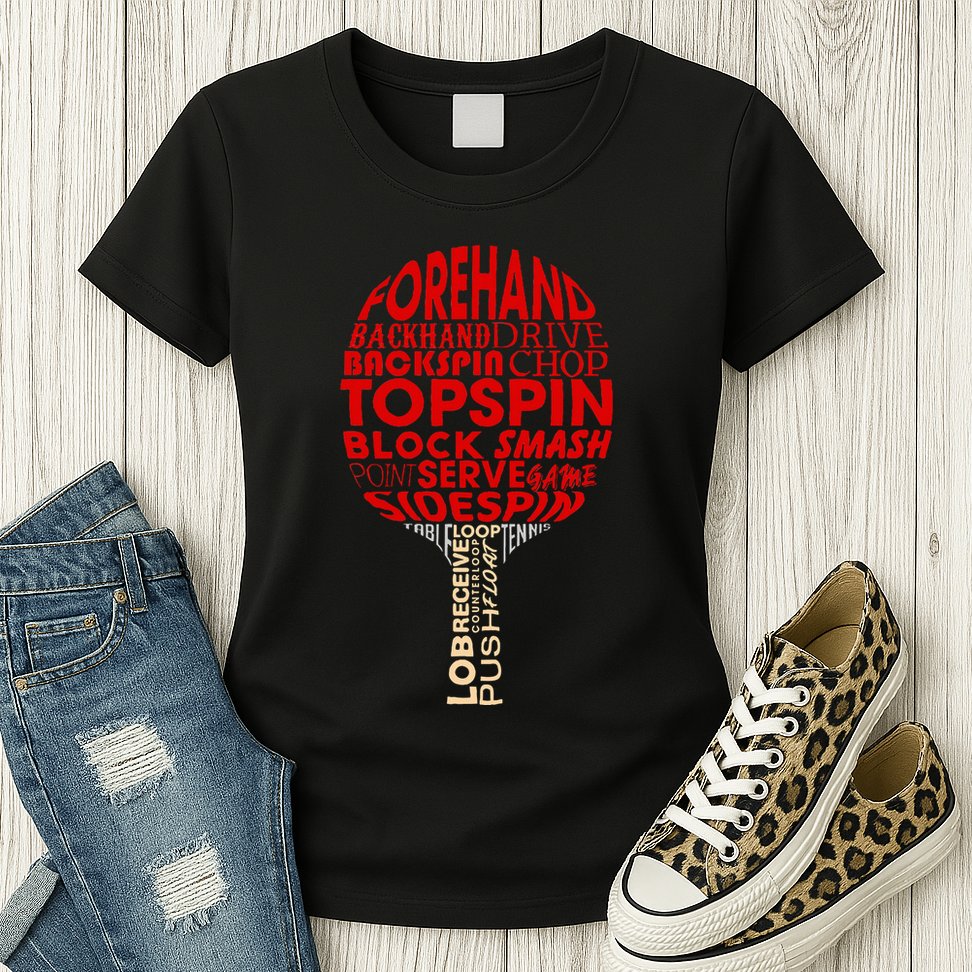 Table Tennis Ping Pong Racket Player Funny Women Gift Womens T-Shirt
