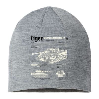 Tiger Tank Panzer World War 2 Blueprint Sustainable Beanie