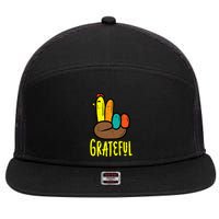 Thanksgiving Turkey Peace Hand Grateful Fall 7 Panel Mesh Trucker Snapback Hat