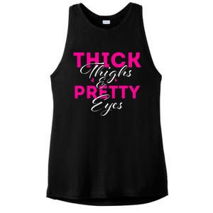 Thick Thighs & Pretty Eyes Workout Fitness Ladies PosiCharge Tri-Blend Wicking Tank