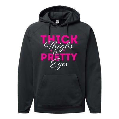 Thick Thighs & Pretty Eyes Workout Fitness Performance Fleece Hoodie