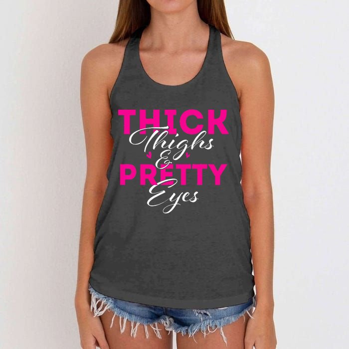 Thick Thighs & Pretty Eyes Workout Fitness Women's Knotted Racerback Tank