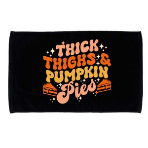 Thick Thighs Pumpkin Pies Autumn Thanksgiving Groovy Retro Microfiber Hand Towel