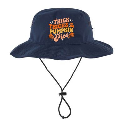 Thick Thighs Pumpkin Pies Autumn Thanksgiving Groovy Retro Legacy Cool Fit Booney Bucket Hat