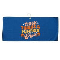 Thick Thighs Pumpkin Pies Autumn Thanksgiving Groovy Retro Large Microfiber Waffle Golf Towel