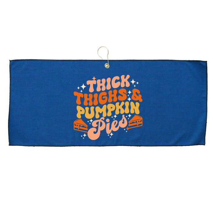 Thick Thighs Pumpkin Pies Autumn Thanksgiving Groovy Retro Large Microfiber Waffle Golf Towel