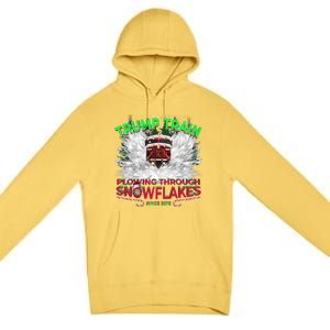 Trump Train Plowing Through Snowflakes Christmas Xmas President Premium Pullover Hoodie