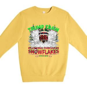 Trump Train Plowing Through Snowflakes Christmas Xmas President Premium Crewneck Sweatshirt