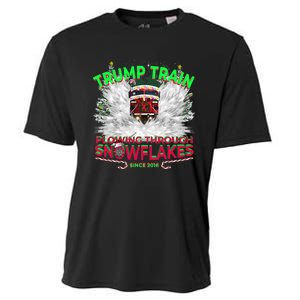 Trump Train Plowing Through Snowflakes Christmas Xmas President Cooling Performance Crew T-Shirt