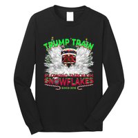 Trump Train Plowing Through Snowflakes Christmas Xmas President Long Sleeve Shirt