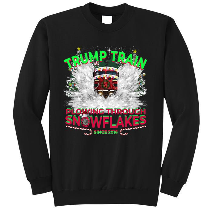 Trump Train Plowing Through Snowflakes Christmas Xmas President Sweatshirt