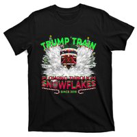 Trump Train Plowing Through Snowflakes Christmas Xmas President T-Shirt