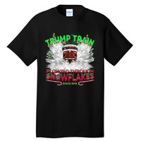 Trump Train Plowing Through Snowflakes Christmas Xmas President Tall T-Shirt