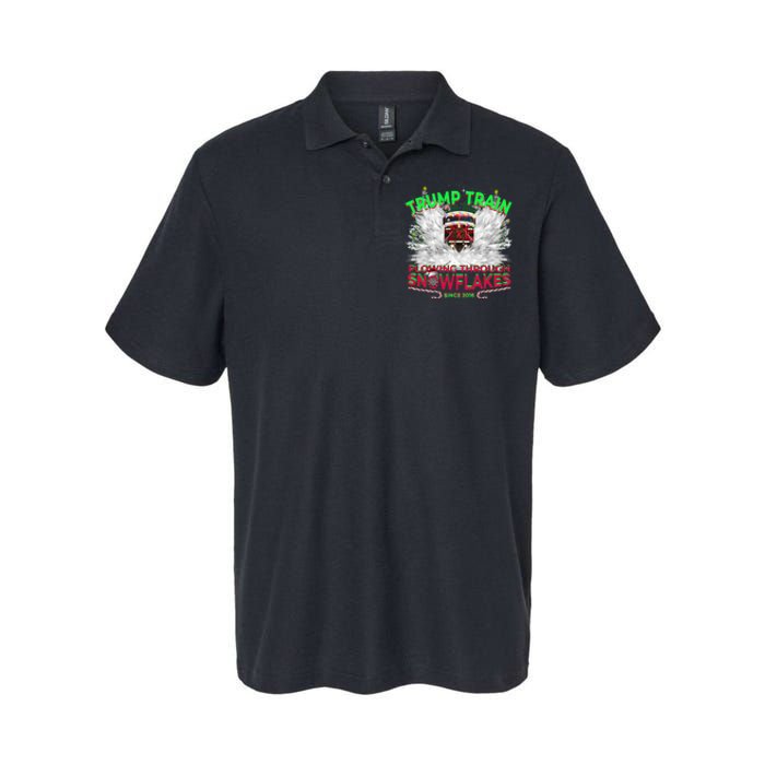 Trump Train Plowing Through Snowflakes Christmas Xmas President Softstyle Adult Sport Polo